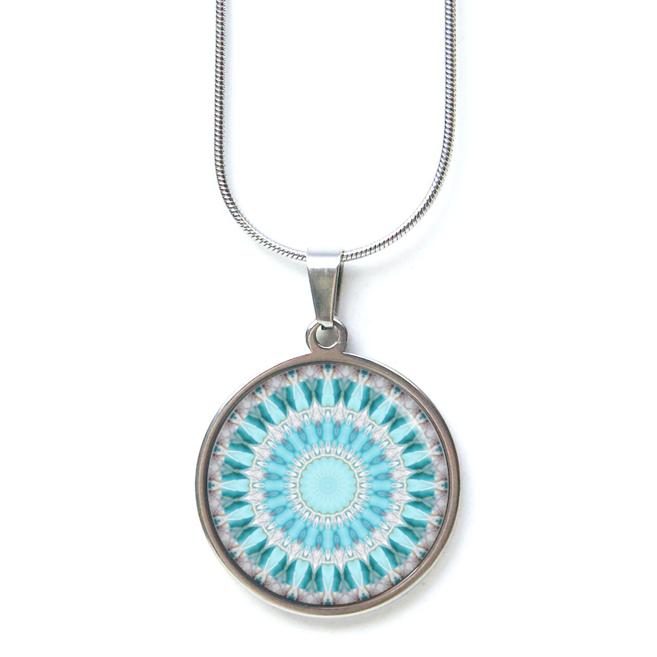 Ohrstecker, Ohrhänger, Clipse & Druckknopf – Motiv türkis graues Mandala – Schmuck aus Edelstahl Ohrstecker, Ohrhänger, Clipse & Druckknopf – Motiv türkis graues Mandala – Schmuck aus Edelstahl