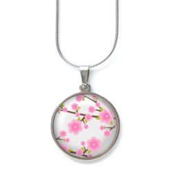 Kette pinke Kirschblüten - Edelstahl