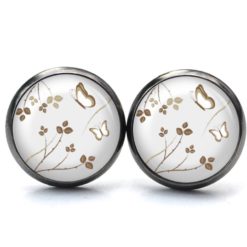 Ohrringe zarte Blumen mit Schmetterlingen - Edelstahl