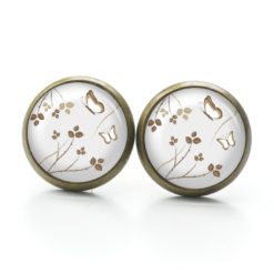 Ohrringe zarte Blumen mit Schmetterlingen - Edelstahl