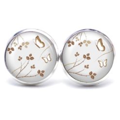 Ohrstecker, Ohrhänger, Clipse & Druckknopf – Motiv zarte Blumen mit Schmetterlingen – Schmuck aus Edelstahl