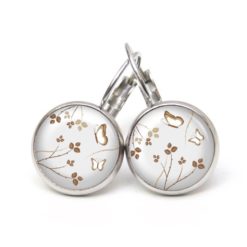 Ohrringe zarte Blumen mit Schmetterlingen - Edelstahl