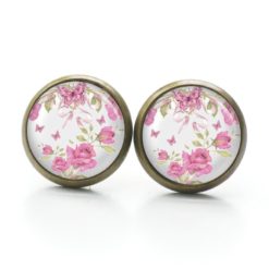 Ohrringe rosa Rosen Schmetterling - Edelstahl