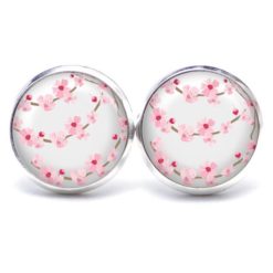 Ohrstecker, Ohrhänger, Clipse & Druckknopf – Motiv Kirschblüten Kette – Schmuck aus Edelstahl