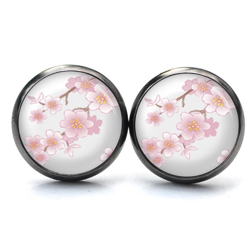 Ohrstecker, Ohrhänger, Clipse & Druckknopf – Motiv zarte Kirschblüten – Schmuck aus Edelstahl Ohrstecker, Ohrhänger, Clipse & Druckknopf – Motiv zarte Kirschblüten – Schmuck aus Edelstahl