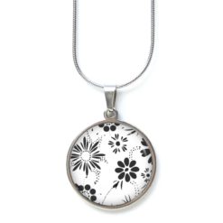 Kette zarte Blumen in schwarz und weiß