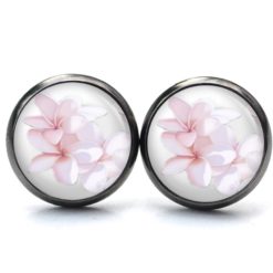 Druckknopf Ohrstecker Ohrhänger Clipse zarte Frangipani Blüten