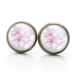 Druckknopf Ohrstecker Ohrhänger Clipse zarte Frangipani Blüten
