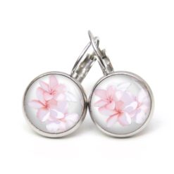 Druckknopf Ohrstecker Ohrhänger Clipse zarte Frangipani Blüten