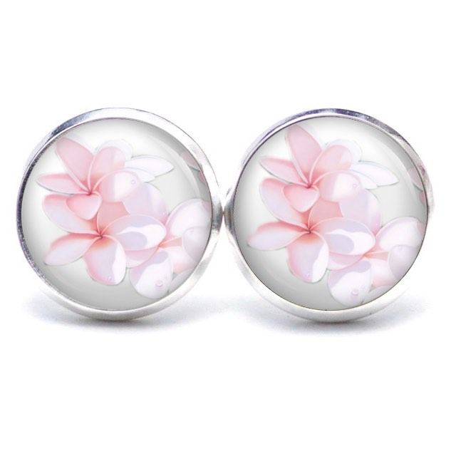 Ohrstecker, Ohrhänger, Clipse & Druckknopf – Motiv zarte Frangipani Blüten – Schmuck aus Edelstahl Ohrstecker, Ohrhänger, Clipse & Druckknopf – Motiv zarte Frangipani Blüten – Schmuck aus Edelstahl