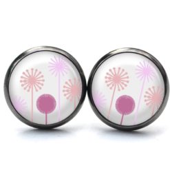 Druckknopf Ohrstecker Ohrhänger Clipse rosa Löwenzahn Pusteblume