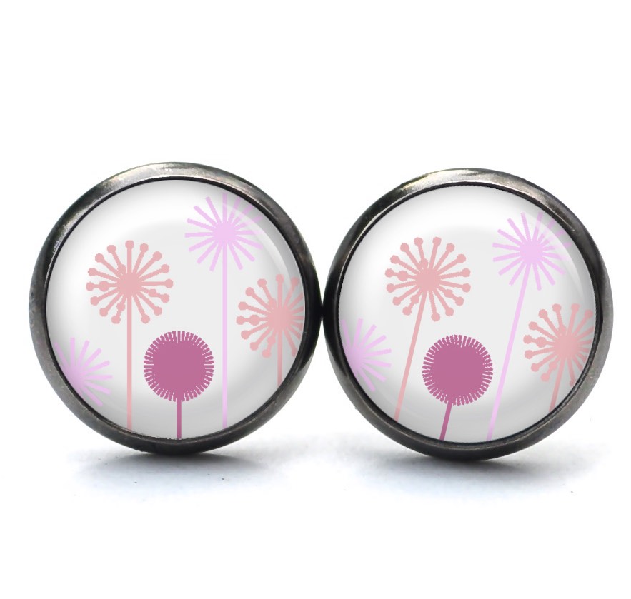 Ohrstecker, Ohrhänger, Clipse & Druckknopf – Motiv rosa Löwenzahn Pusteblume – Schmuck aus Edelstahl Ohrstecker, Ohrhänger, Clipse & Druckknopf – Motiv rosa Löwenzahn Pusteblume – Schmuck aus Edelstahl