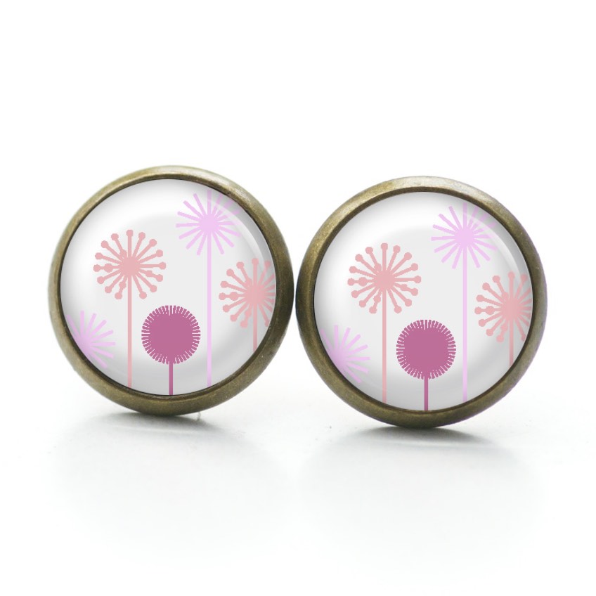 Ohrstecker, Ohrhänger, Clipse & Druckknopf – Motiv rosa Löwenzahn Pusteblume – Schmuck aus Edelstahl Ohrstecker, Ohrhänger, Clipse & Druckknopf – Motiv rosa Löwenzahn Pusteblume – Schmuck aus Edelstahl