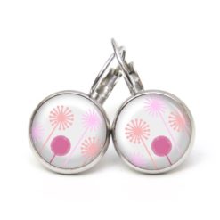 Druckknopf Ohrstecker Ohrhänger Clipse rosa Löwenzahn Pusteblume