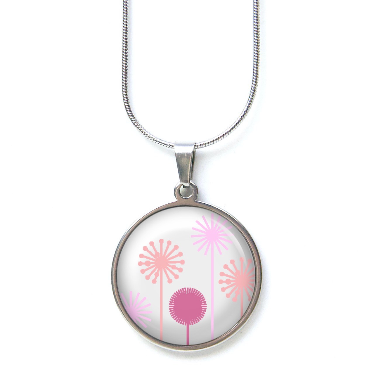 Ohrstecker, Ohrhänger, Clipse & Druckknopf – Motiv rosa Löwenzahn Pusteblume – Schmuck aus Edelstahl Ohrstecker, Ohrhänger, Clipse & Druckknopf – Motiv rosa Löwenzahn Pusteblume – Schmuck aus Edelstahl