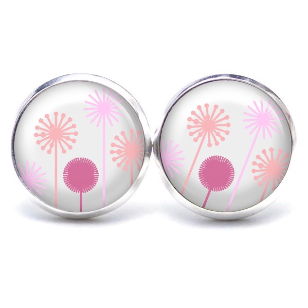 Ohrstecker, Ohrhänger, Clipse & Druckknopf – Motiv rosa Löwenzahn Pusteblume – Schmuck aus Edelstahl Ohrstecker, Ohrhänger, Clipse & Druckknopf – Motiv rosa Löwenzahn Pusteblume – Schmuck aus Edelstahl