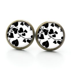 Ohrringe Herzen in schwarz weiß - Edelstahl