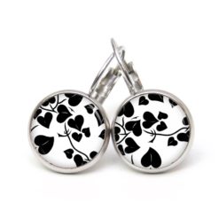 Ohrringe Herzen in schwarz weiß - Edelstahl