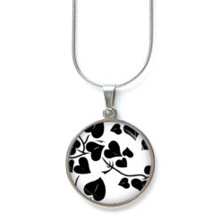 Kette Herzen in schwarz weiß - Edelstahl