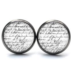 Ohrringe alte Schrift schwarz weiß - Edelstahl