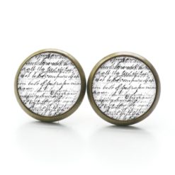 Ohrringe alte Schrift schwarz weiß - Edelstahl