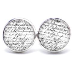 Ohrstecker, Ohrhänger, Clipse & Druckknopf – Motiv alte Schrift in schwarz weiß – Schmuck aus Edelstahl