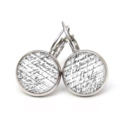 Ohrringe alte Schrift schwarz weiß - Edelstahl