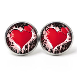 Ohrstecker, Ohrhänger, Clipse & Druckknopf – Motiv zwei Herzen Liebe Valentinstag – Schmuck aus Edelstahl