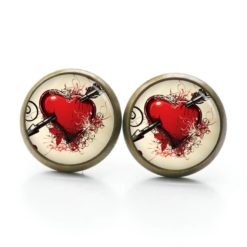 Ohrringe rotes Herz mit Pfeil