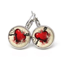 Ohrringe rotes Herz mit Pfeil