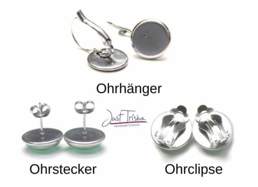 Druckknopf Ohrstecker Ohrhänger Clipse Kirschblüten in grün und Rosarot