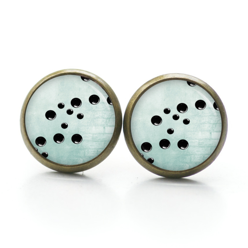 Ohrstecker, Ohrhänger, Clipse & Druckknopf – Motiv türkise schwarze Seifenblasen – Schmuck aus Edelstahl Ohrstecker, Ohrhänger, Clipse & Druckknopf – Motiv türkise schwarze Seifenblasen – Schmuck aus Edelstahl