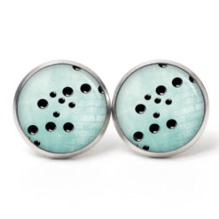 Ohrstecker, Ohrhänger, Clipse & Druckknopf – Motiv türkise schwarze Seifenblasen – Schmuck aus Edelstahl