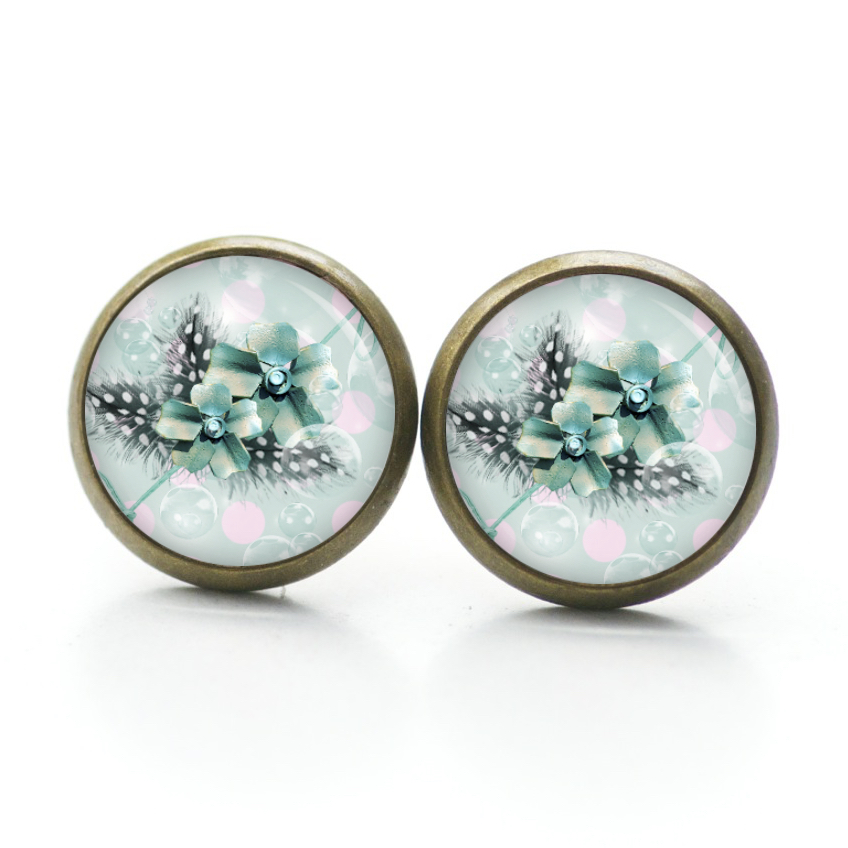 Ohrstecker, Ohrhänger, Clipse & Druckknopf – Motiv Seifenblasen Blumen in Türkis und Rosa – Schmuck aus Edelstahl Ohrstecker, Ohrhänger, Clipse & Druckknopf – Motiv Seifenblasen Blumen in Türkis und Rosa – Schmuck aus Edelstahl