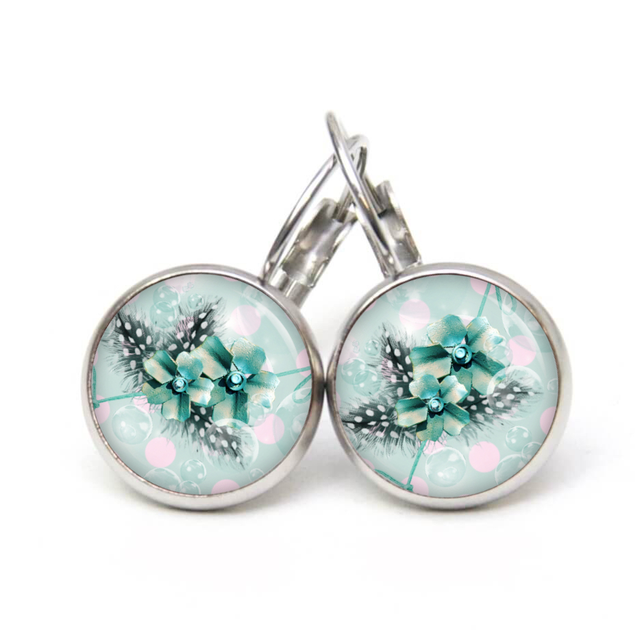 Ohrstecker, Ohrhänger, Clipse & Druckknopf – Motiv Seifenblasen Blumen in Türkis und Rosa – Schmuck aus Edelstahl Ohrstecker, Ohrhänger, Clipse & Druckknopf – Motiv Seifenblasen Blumen in Türkis und Rosa – Schmuck aus Edelstahl