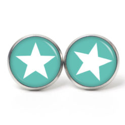 Ohrstecker, Ohrhänger, Clipse & Druckknopf – Motiv türkiser Stern – Schmuck aus Edelstahl