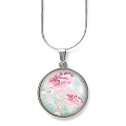 Kette zart rosa Orchidee - Edelstahl