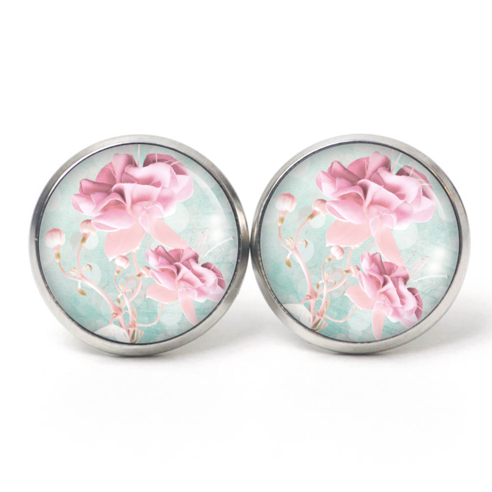 Ohrstecker, Ohrhänger, Clipse & Druckknopf – Motiv zart rosa Orchidee – Schmuck aus Edelstahl Ohrstecker, Ohrhänger, Clipse & Druckknopf – Motiv zart rosa Orchidee – Schmuck aus Edelstahl