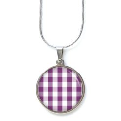 Kette kariert violett weiß - Edelstahl