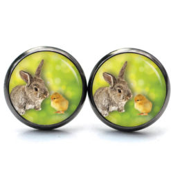 Druckknopf / Ohrstecker / Ohrhänger Osterhase Ostern Hase Kücken