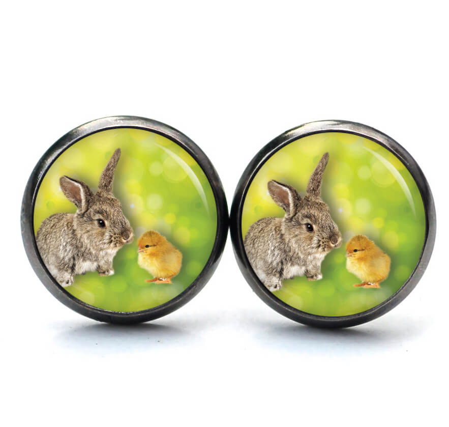 Ohrstecker, Ohrhänger, Clipse & Druckknopf – Motiv Osterhase Ostern Hase Kücken – Schmuck aus Edelstahl Ohrstecker, Ohrhänger, Clipse & Druckknopf – Motiv Osterhase Ostern Hase Kücken – Schmuck aus Edelstahl