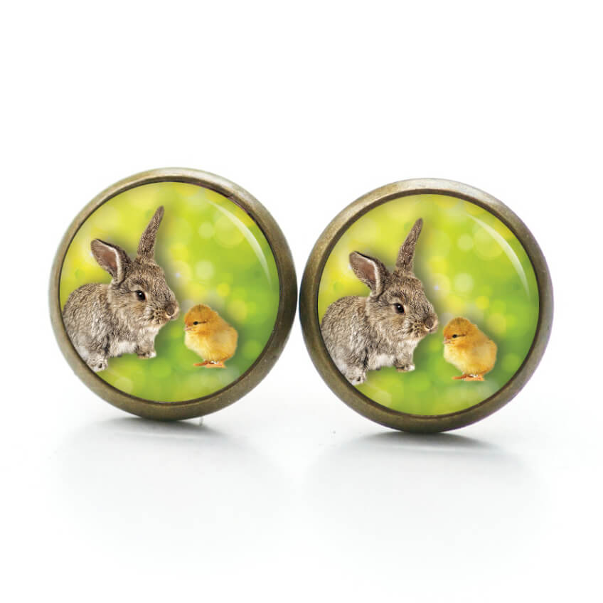 Ohrstecker, Ohrhänger, Clipse & Druckknopf – Motiv Osterhase Ostern Hase Kücken – Schmuck aus Edelstahl Ohrstecker, Ohrhänger, Clipse & Druckknopf – Motiv Osterhase Ostern Hase Kücken – Schmuck aus Edelstahl