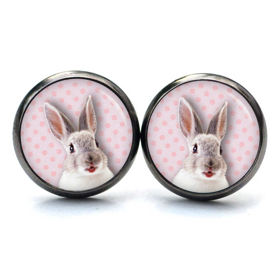 Ohrstecker, Ohrhänger, Clipse & Druckknopf – Motiv Osterhase Ostern rosa Hase – Schmuck aus Edelstahl Ohrstecker, Ohrhänger, Clipse & Druckknopf – Motiv Osterhase Ostern rosa Hase – Schmuck aus Edelstahl