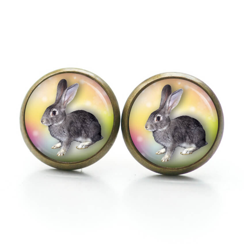 Ohrstecker, Ohrhänger, Clipse & Druckknopf – Motiv Osterhase Ostern grauer Hase – Schmuck aus Edelstahl Ohrstecker, Ohrhänger, Clipse & Druckknopf – Motiv Osterhase Ostern grauer Hase – Schmuck aus Edelstahl