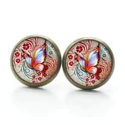 Ohrringe rot oranger Schmetterling - Edelstahl