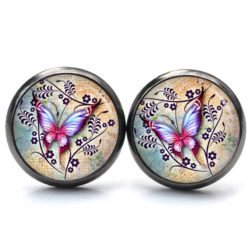 Ohrringe bunter Schmetterling - Edelstahl