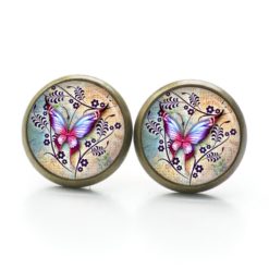 Ohrringe bunter Schmetterling - Edelstahl