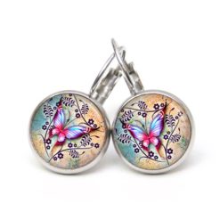Ohrringe bunter Schmetterling - Edelstahl