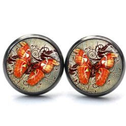 Ohrringe oranger Schmetterling - Edelstahl