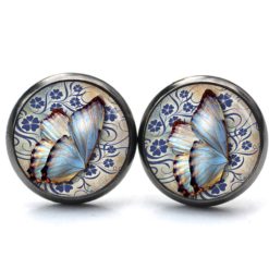 Ohrringe blauer Schmetterling - Edelstahl